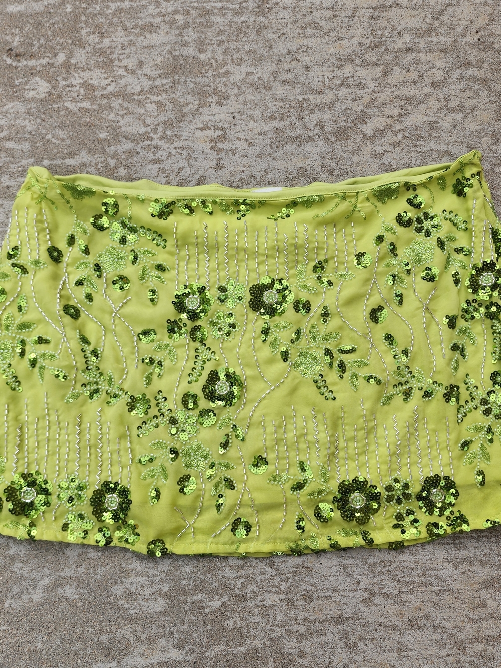 No Boundaries Sequin Embellished Lime Green Mini Skirt, Fairycore Sz XL (16-18)